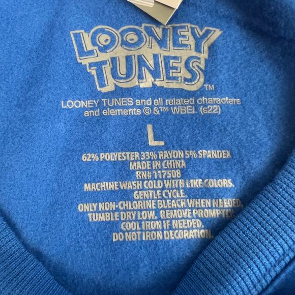 Looney Tunes Women's Blue That's All Folks Graphic Sweatshirt - Size Large - NWT - Picture 2 of 7